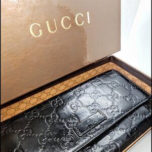 Gucci Guccissima Long Wallet - Black